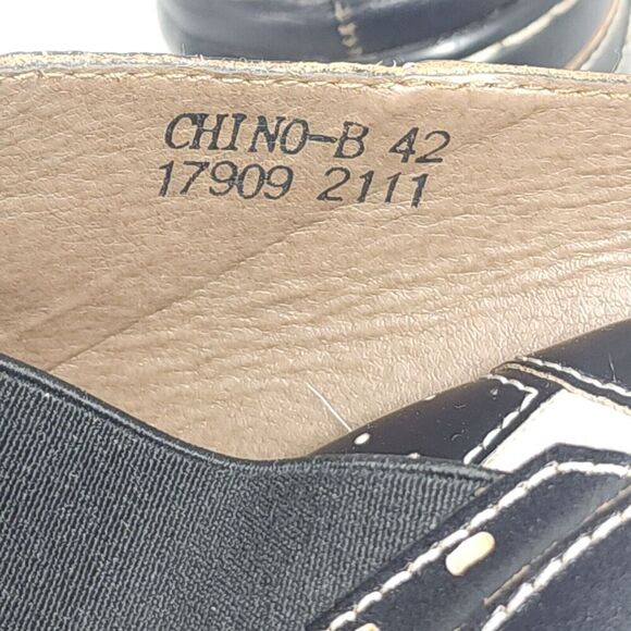 L'artiste Spring Step Women's Chino EU42 US11-11,5 Black Leather Floral Clogs - Picture 15 of 15